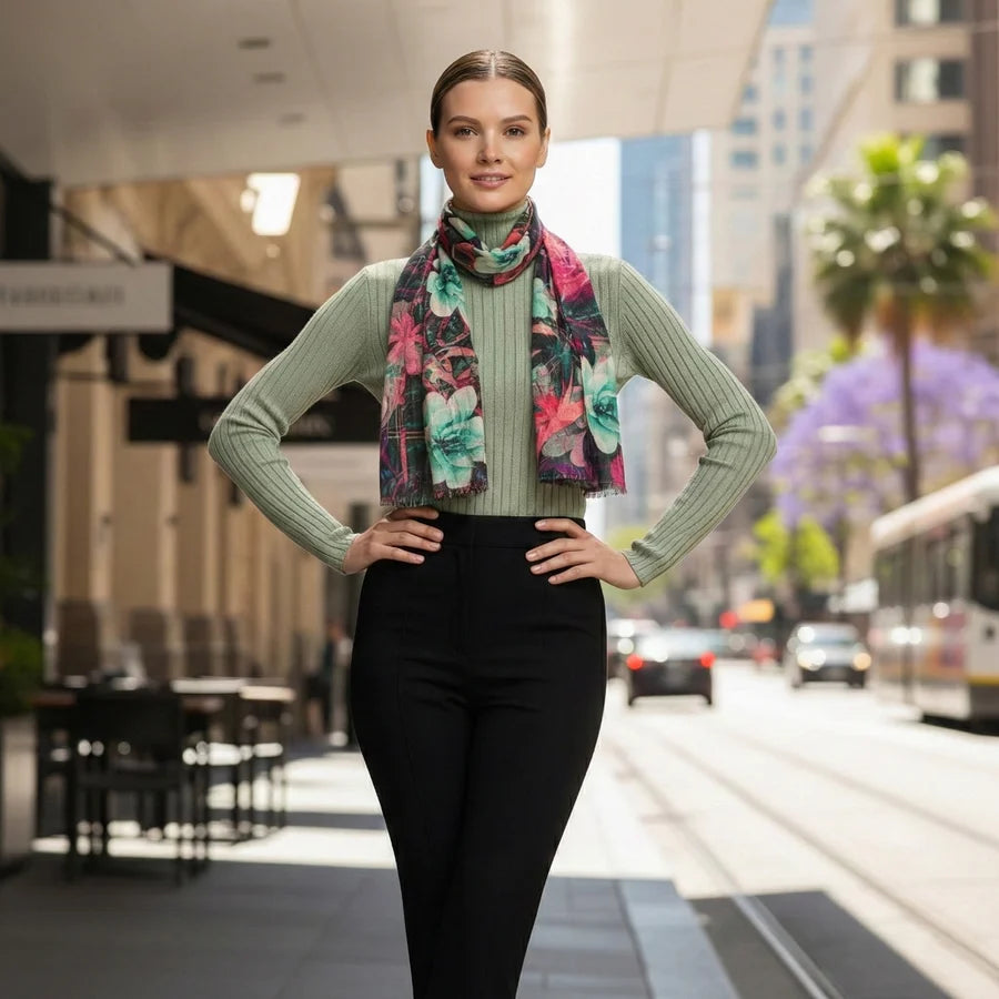 # 10023 Flora Merino Wool Scarf
