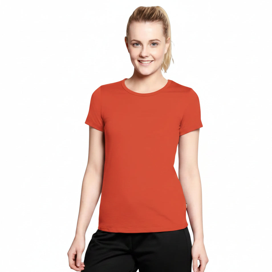 Women's Crew Neck Merino T-shirt Orange