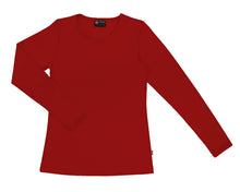 Load image into Gallery viewer, Merino Women&#39;s Crew neck T-shirt Red
