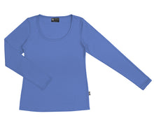Load image into Gallery viewer, Women&#39;s Merino Scoop Neck Long Sleeve T-shirt Blue
