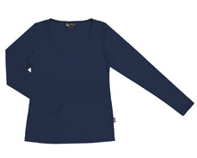 Load image into Gallery viewer, Women&#39;s Merino Scoop Neck Long Sleeve T-shirt Navy
