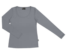 Load image into Gallery viewer, Women&#39;s Merino Scoop Neck Long Sleeve T-shirt Grey
