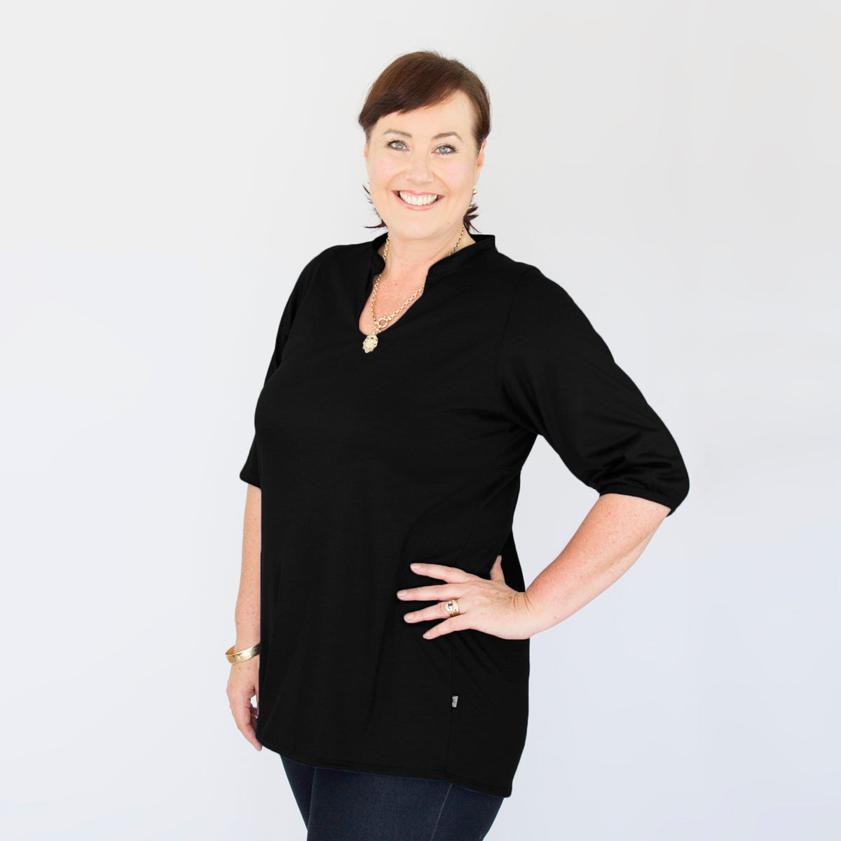 Womens Merino Tunic Top Black