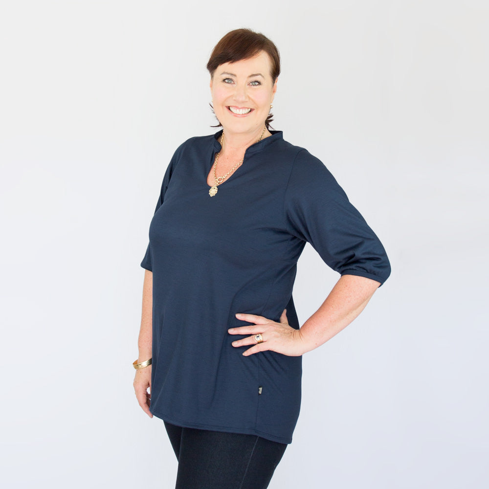 Womens Merino Tunic Top Navy