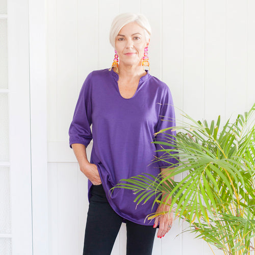 Womens Merino Tunic Top Purple