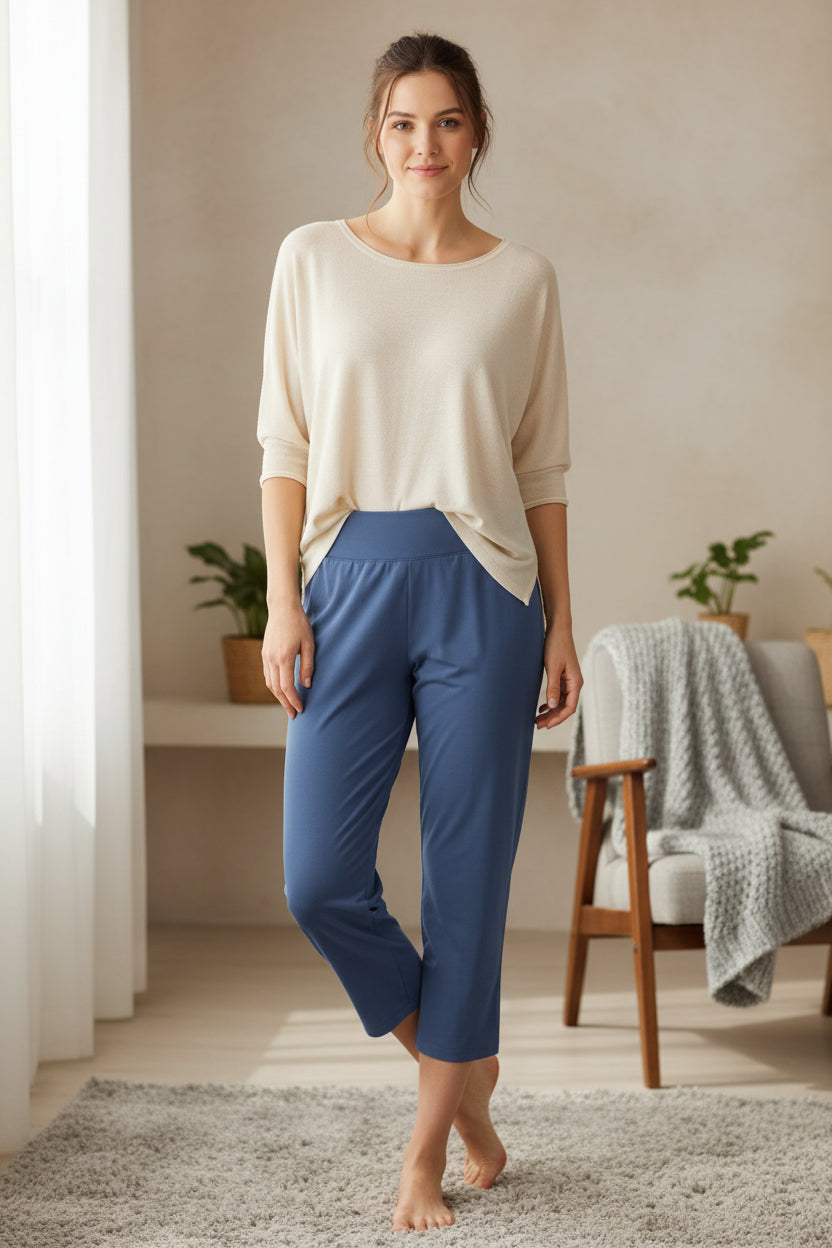 Women's Merino Crop Pants Blue