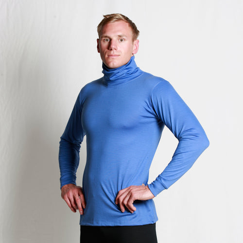 Men's Merino Roll Neck Skivvy - Blue