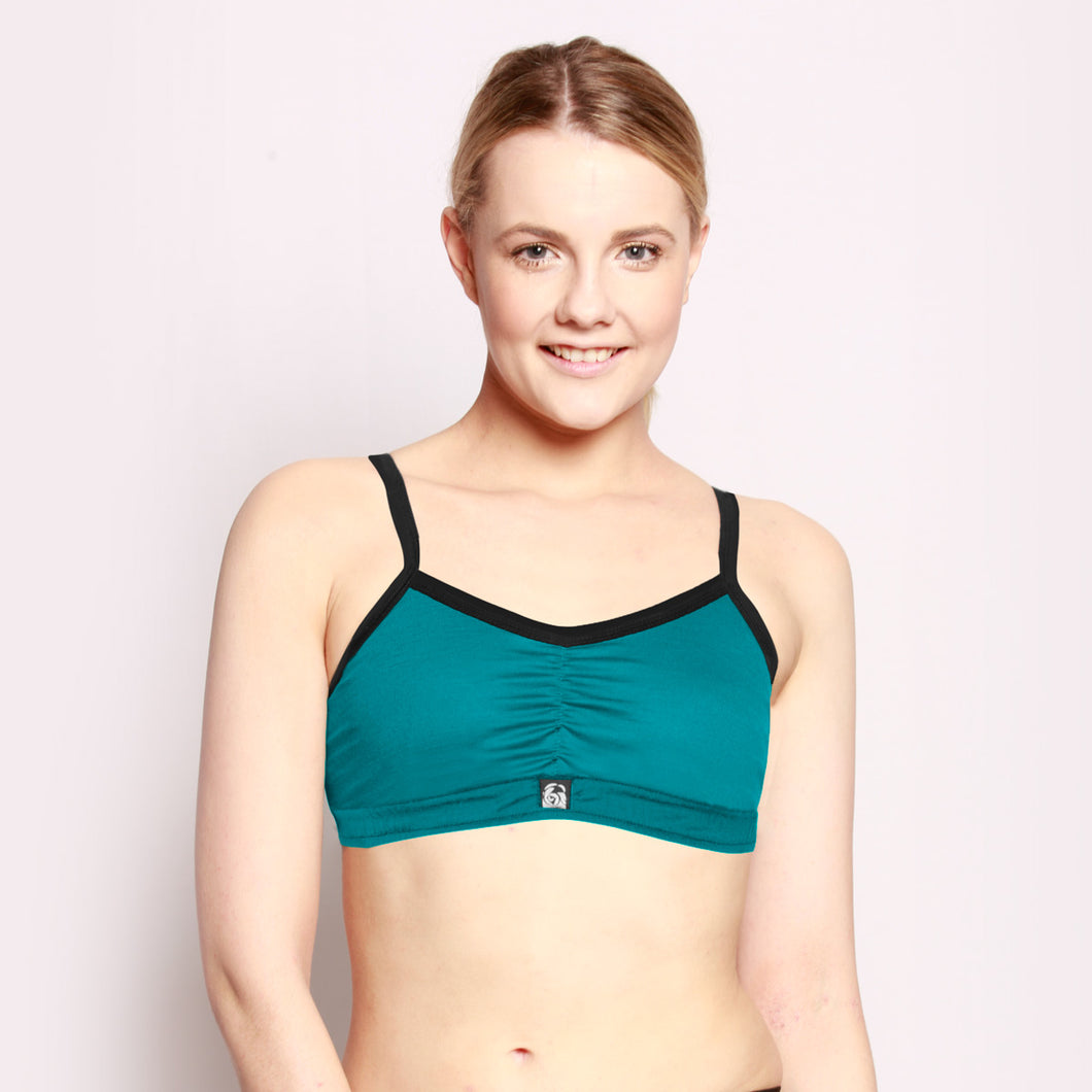 100% Merino Crop Top Bra Teal