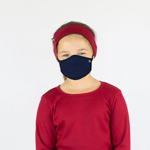 Kids Navy Merino Face Mask