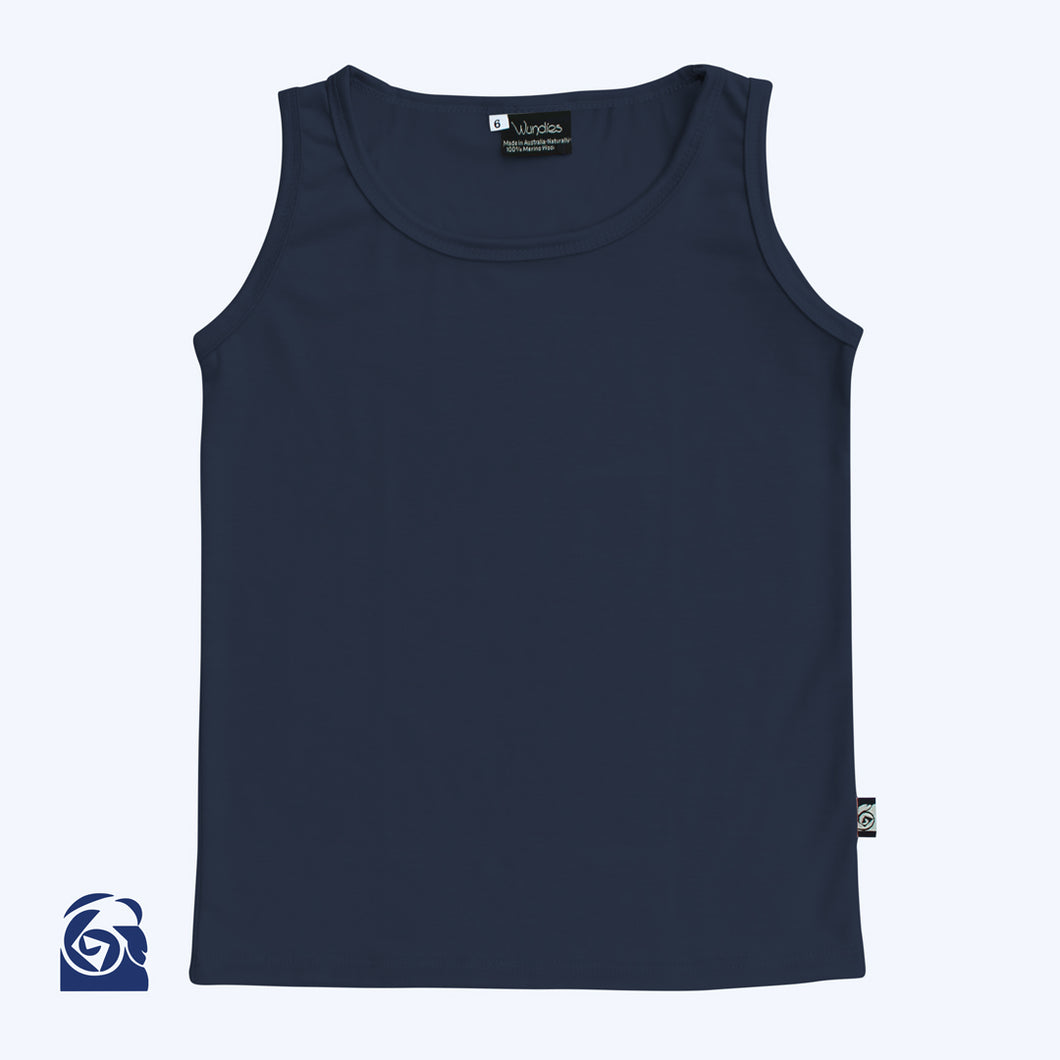 Kids Merino Singlet - Navy