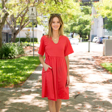 Load image into Gallery viewer, Merino Pocket Dress in Coral
