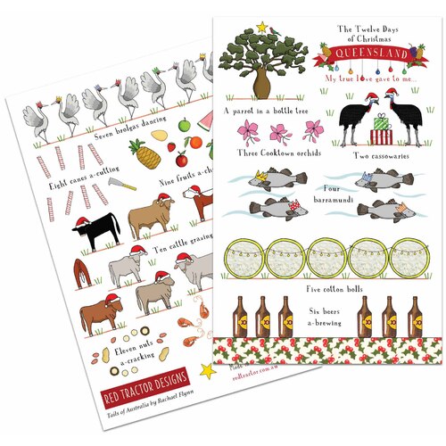 The Queensland Twelve Days of Christmas Pack of 10 Cards