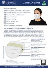 Load image into Gallery viewer, #735 Three Layer Cotton &amp; Merino Face Mask
